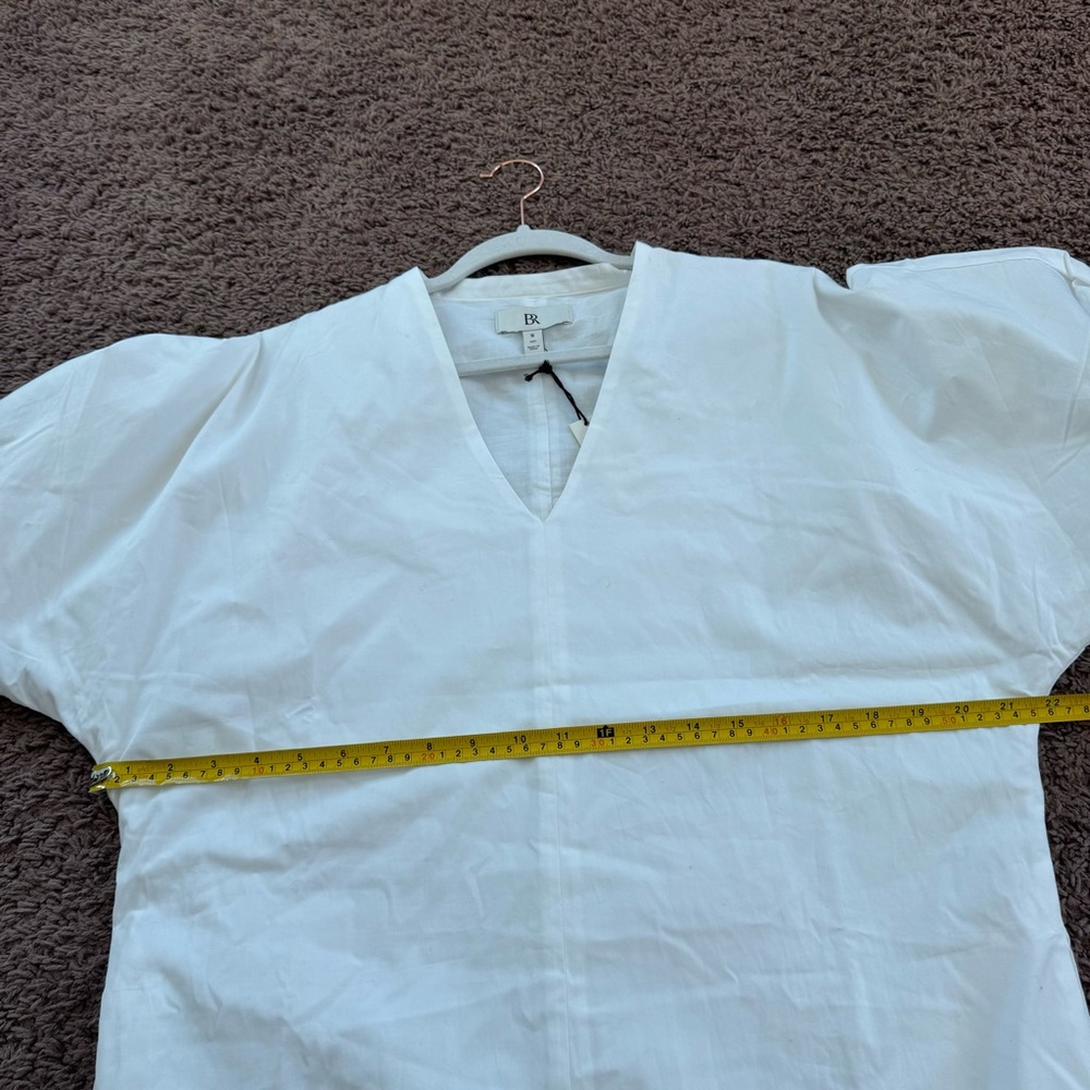 Banana Republic White Livia Poplin Mini Dress Bubble Puff Sleeve S Tall NEW $150 - Picture 11 of 13